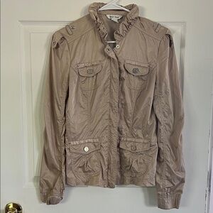 White House Black Market Tan Utility Jacket with Military Styling